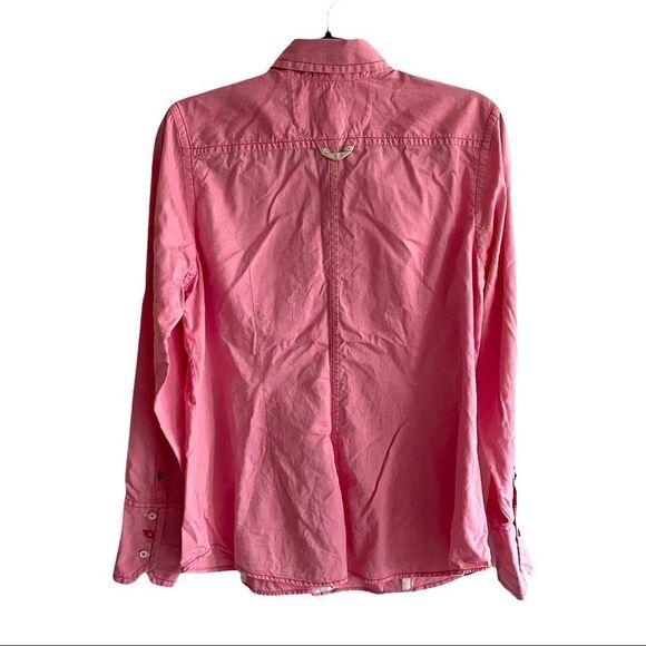 VAN LAACK Pink Cotton Button Front Long Sleeve Shirt Can Fold Cuffs 42 - Picture 5 of 10